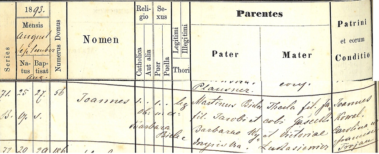 1893 Jan Bielec birth record.jpg