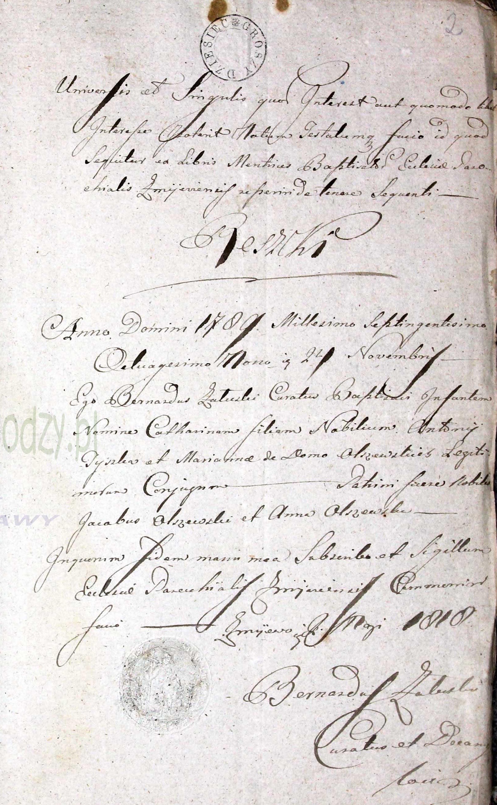 Katarzyna Tyszka Birth Cerifcate 1789 in 1818.jpg