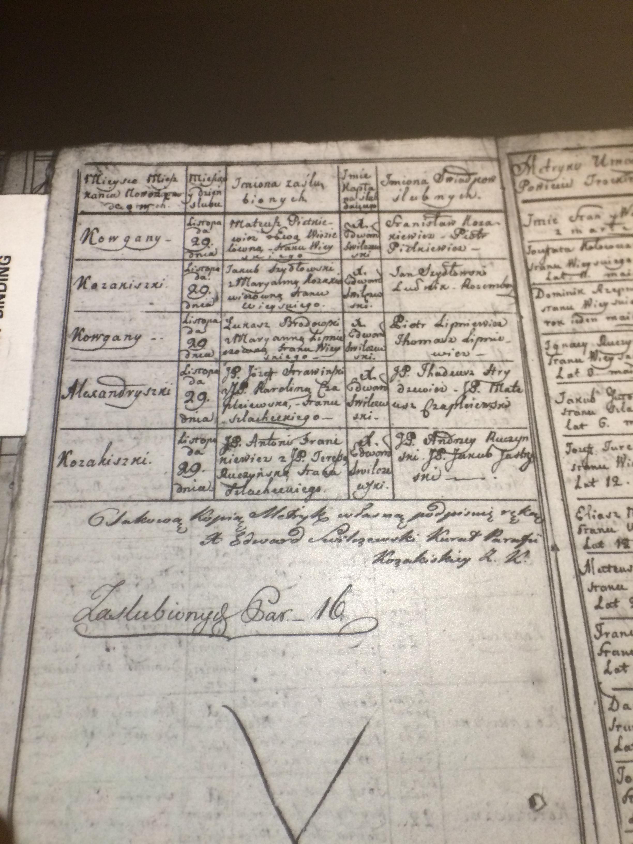 1812 Antoni and Teresa Fronckiewicz marriage record.jpg