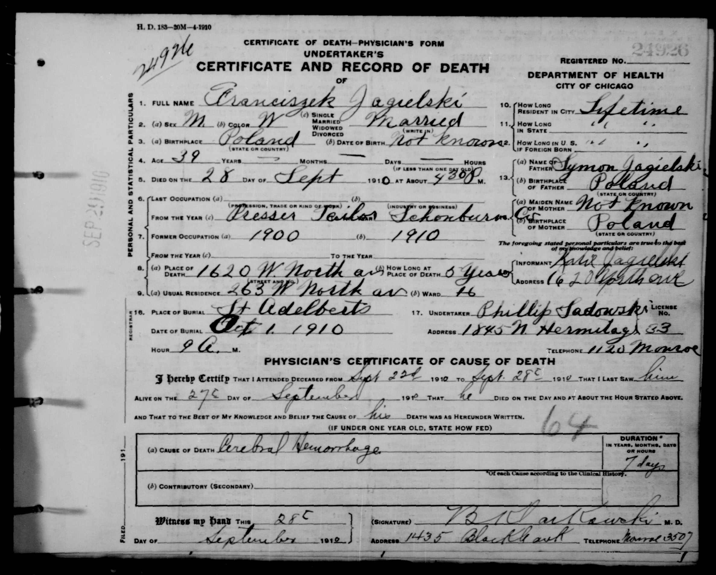 JAGIELSKI, Franciszek death record 1910.jpg