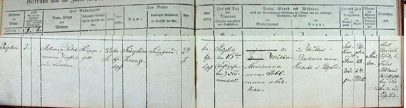 JohannPohlmannandJosephineKrauseMarriage16Nov1847.JPG