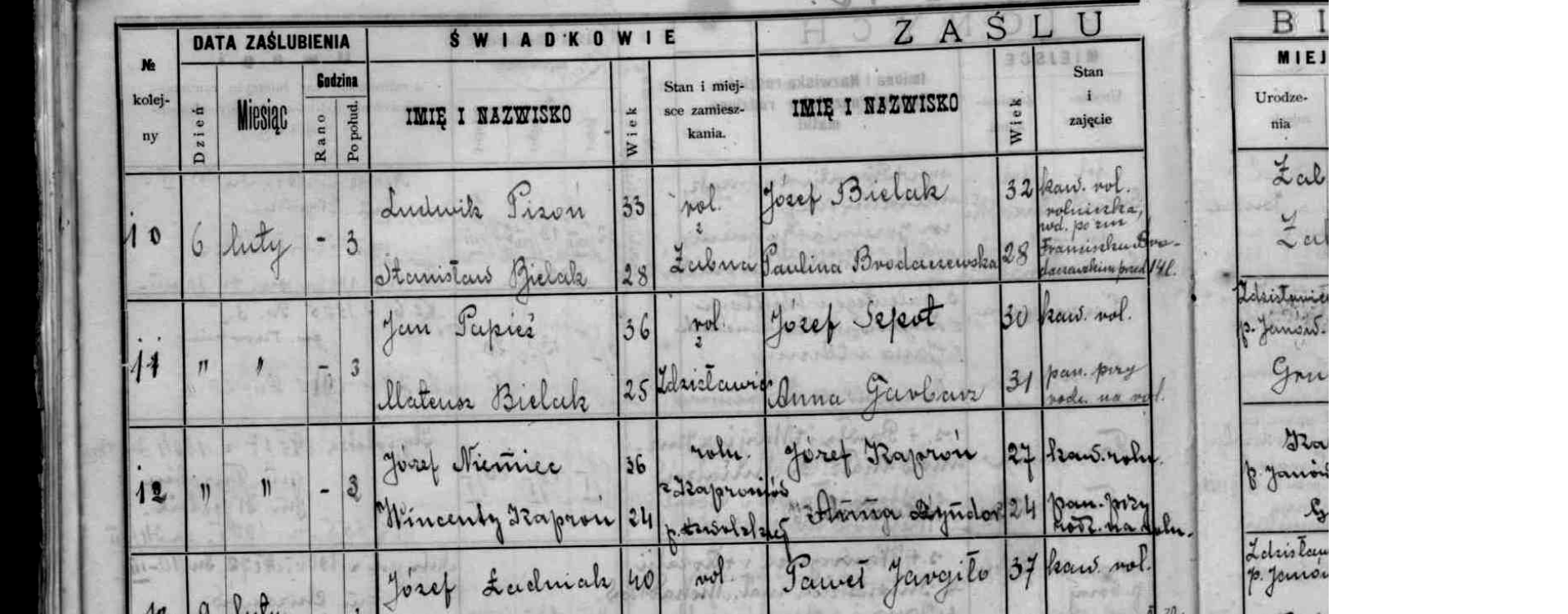 Jozef Bielak and Paulina Bartosiewicz Brodaczewska marriage No 10 in 1929 page1.png