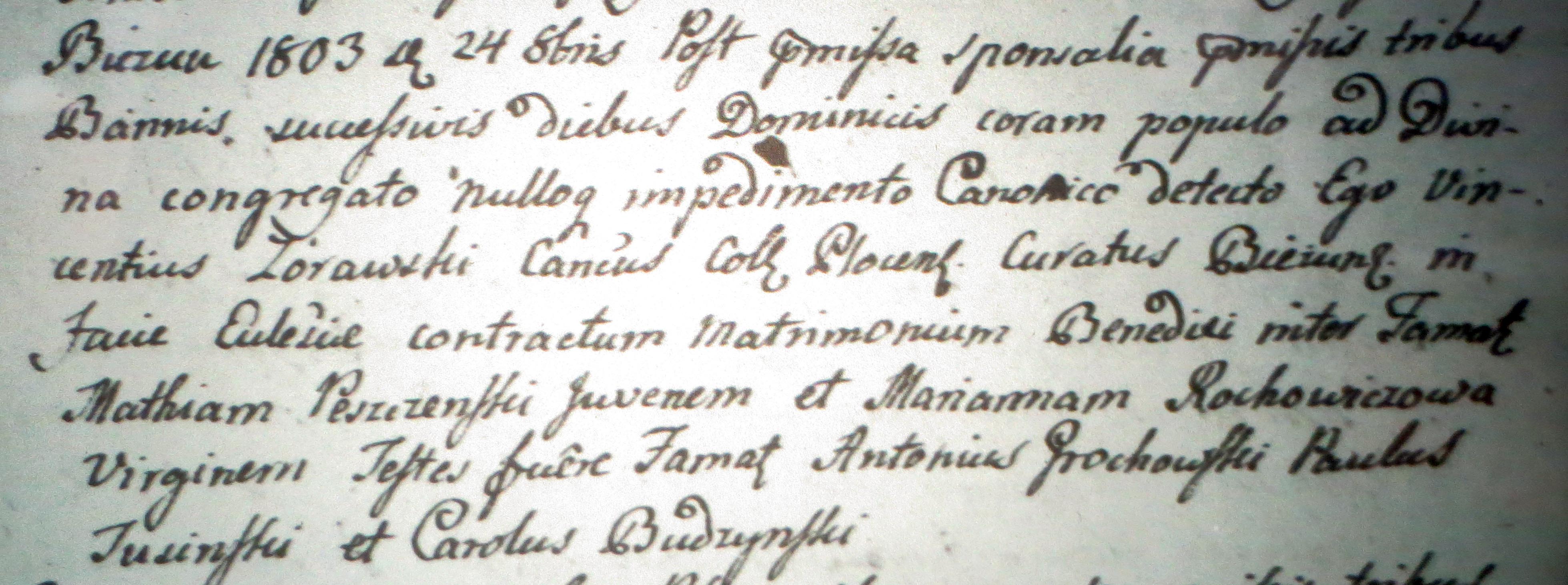 Maciej Pescinski and Marianna Rochowicz 1803 Marriage.JPG