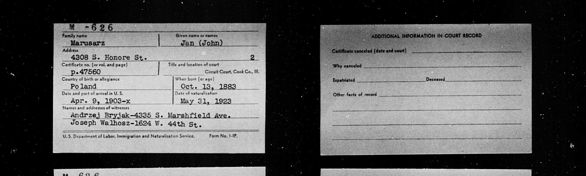 Marusarz, Jan (John) naturalization.jpg