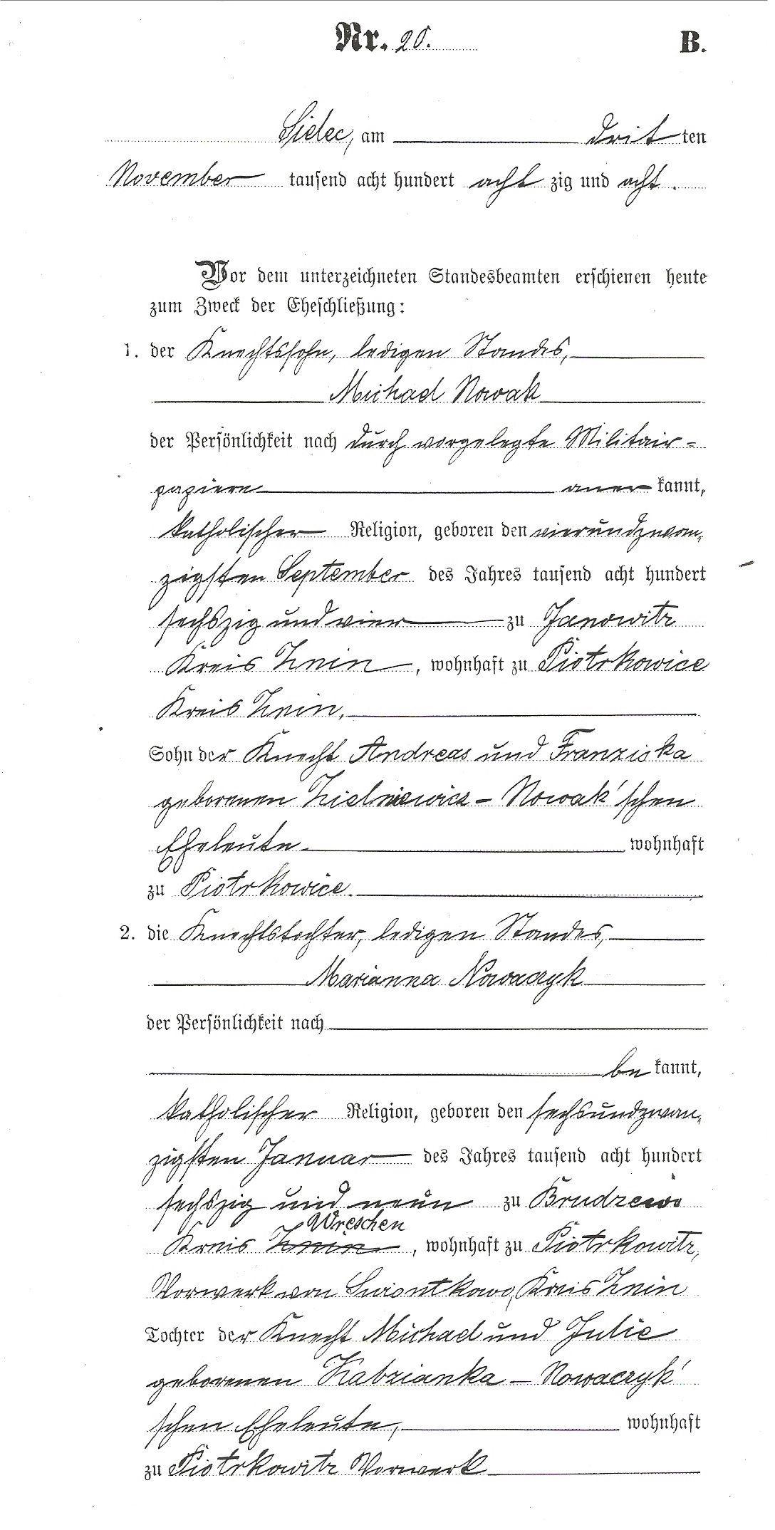 NOWAK, MICHAEL AND MARYANNA MARRIAGE CERT. 1 OF 2.JPG