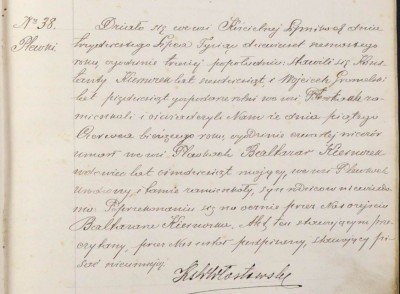 Baltazar Kiernozek death Lipniki Plewki 1916 act 38crop1_038_1916.jpg