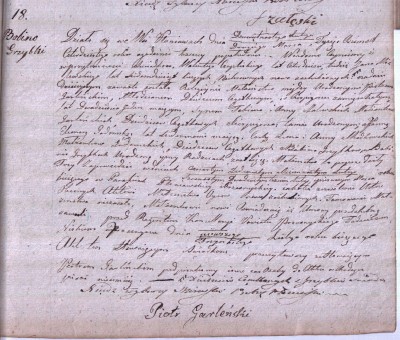 Garliński Piotr and Eleonora Gadomska (Płoniawy 2 III 1840, nr 18-1840, f. 220r-ADPl 3752).JPG