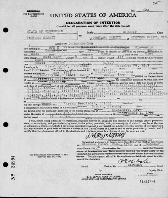 Naturalization - Paluszkiewicz, Andrew - Declaration of Intention.jpg
