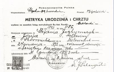 Stefania Wawrzonek Birth_Baptism Certificate small.jpg